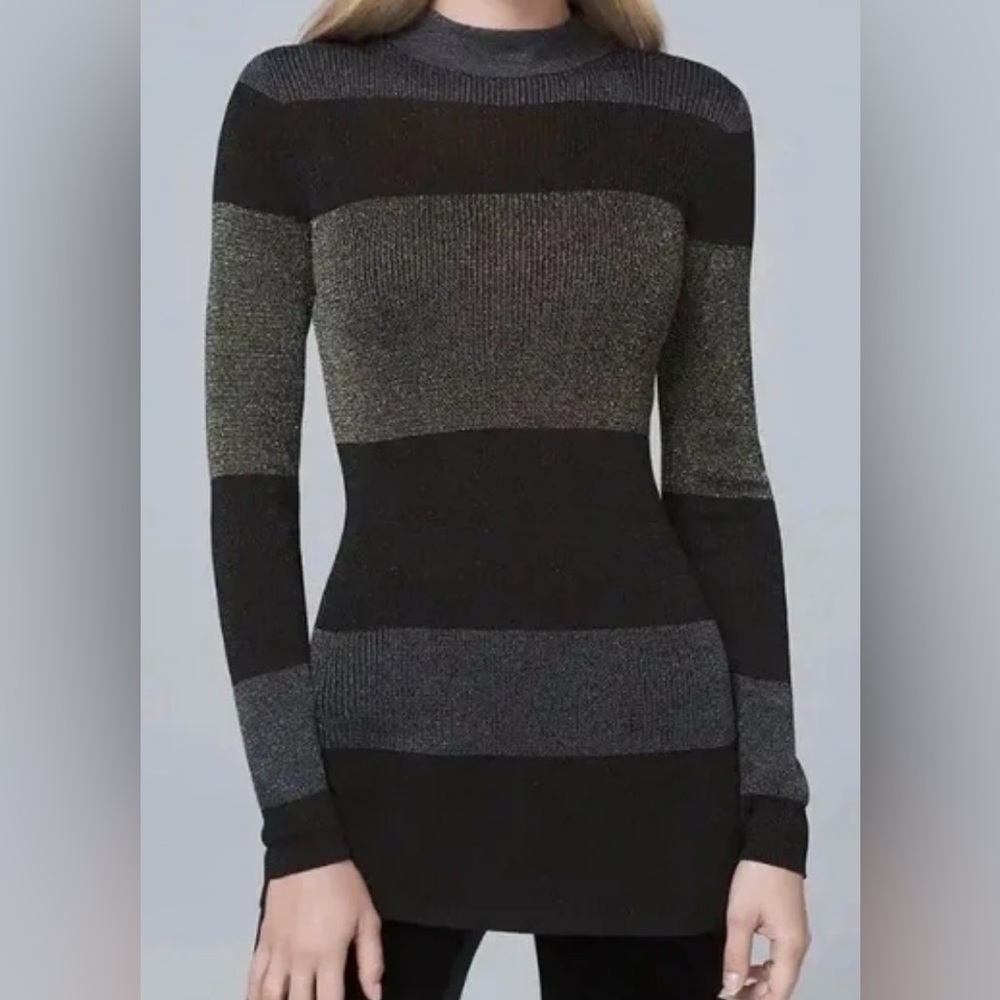 WHBM Black Gray Colorblock Sweater Fitted Size M